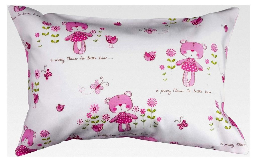 Kuschelkissen Bär Mädchen in Weiß und Rosa - 30 cm x 20 cm