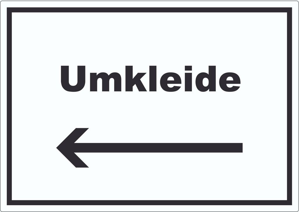 Umkleide Aufkleber mit Text und Richtungspfeil links Ankleide Kabine waagerecht A1 (594x841mm)