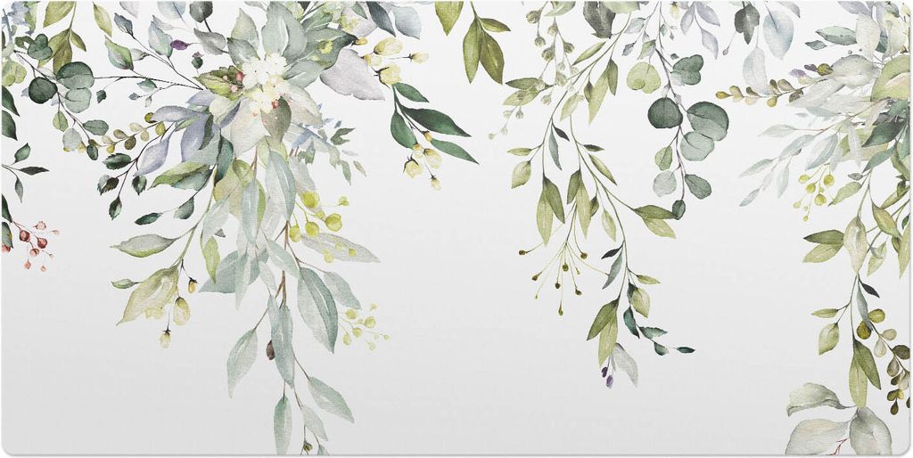 Zarte Blätter– Schreibtischunterlage – Schreibtisch Tischunterlage – 100x50 cm – Unterlage Groß Schreibtischmatte