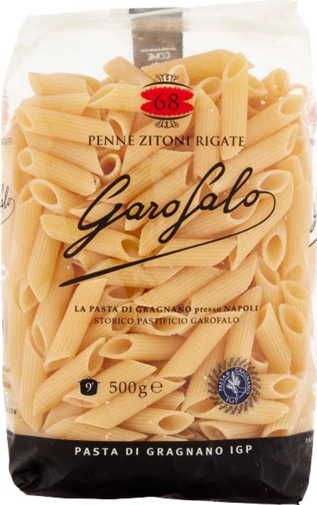 Garofalo Penne Ziti Rigate n° 68 IGP 500g - Pasta di Gragnano aus Hartweizengrieß - Röhrennudeln gerillt - Bronze Gezogen - Al dente Kochfest