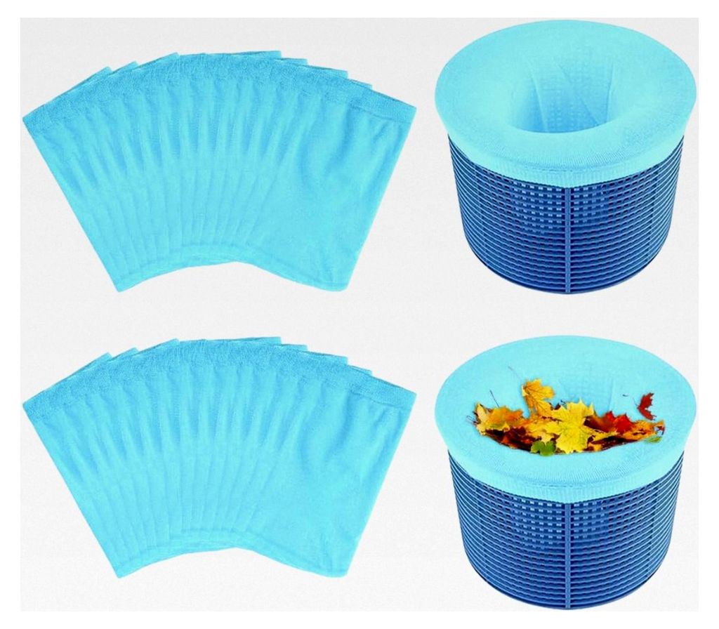30 Stück Pool Skimmer Socken, Nylon Filtersocken für Oberflächenskimmer, Blau