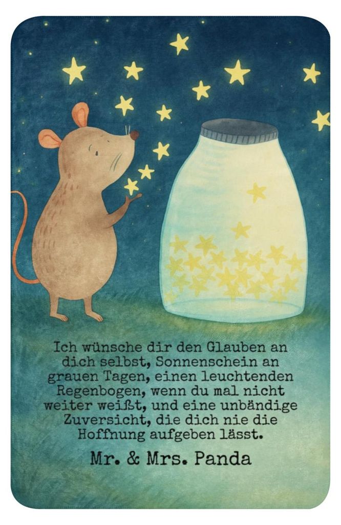 Mr. & Mrs. Panda Decke Maus Sterne Design 100 x 150 cm - Weiß - Geschenk, Geburtstag, Heimdecke, Schwangerschaft, Kuscheldecke, Taufe, Wärmedecke...