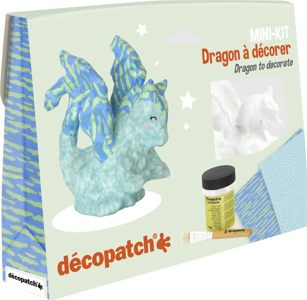 Activité Manuelle Enfant Dragon à Peindre et Coller Kit Décopatch 19cm