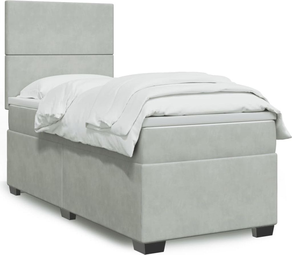 "2026 Promotion" Boxspringbett mit Matratze - Hellgrau 100x200 cm - Samt - Polsterbett CC15506