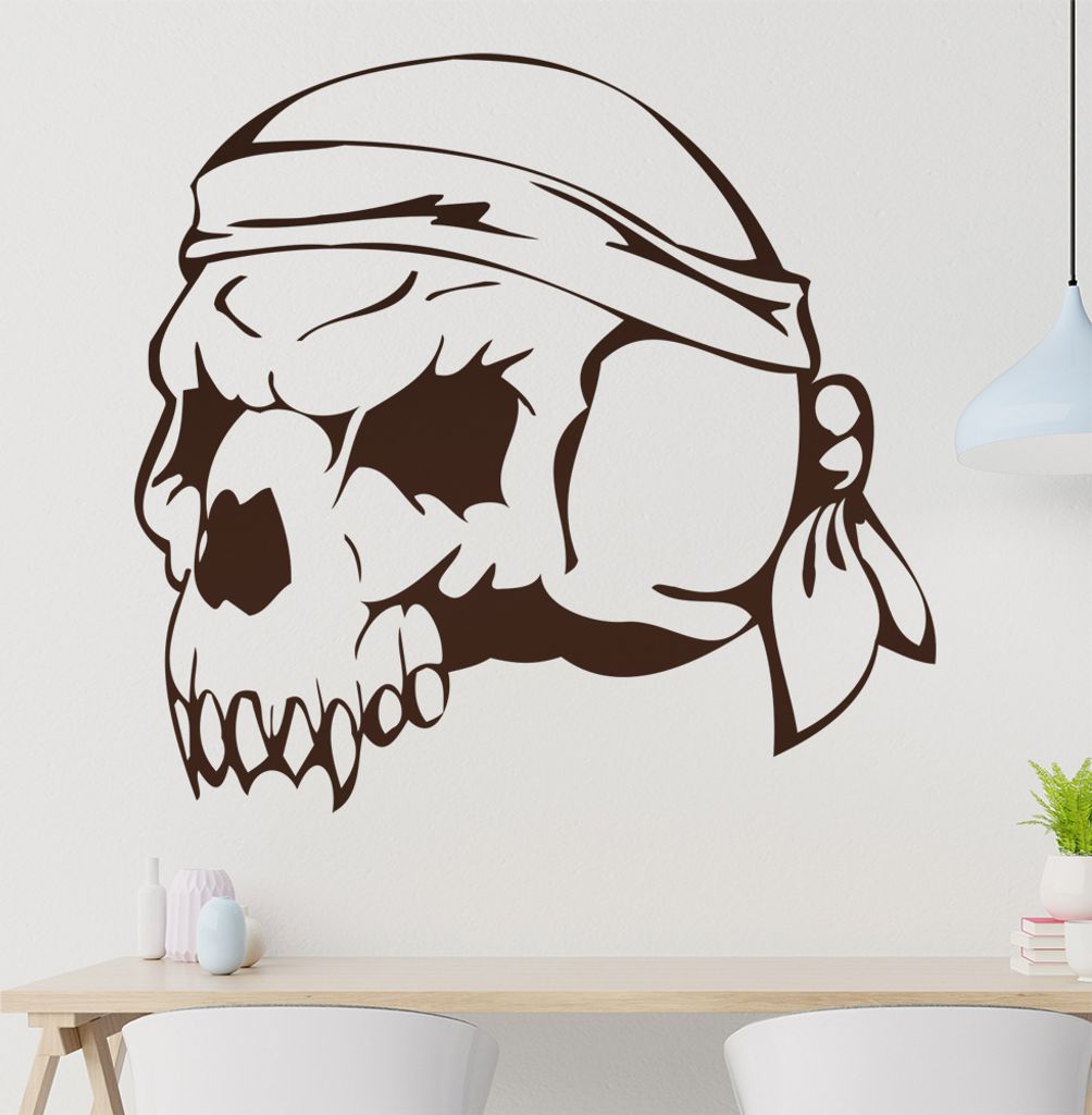Western Schädel Wandtattoo in 6 Größen - Wandaufkleber Wall Sticker - Dekoration, Küche, Wohnzimmer, Schlafzimmer, Badezimmer