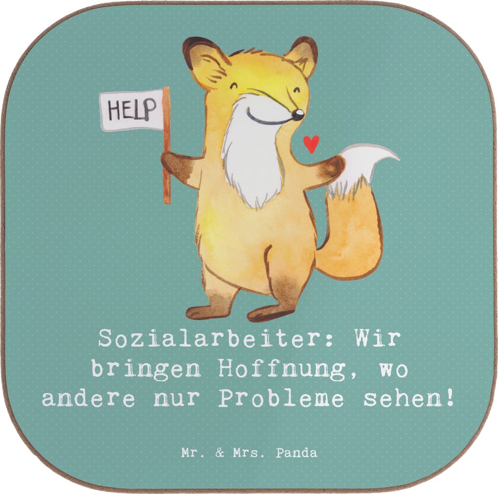 Mr. & Mrs. Panda Untersetzer für Gläser Sozialarbeiterin Hoffnungsträger - Meeresbrise - Geschenk, Tischuntersetzer, soziale Arbeit, Mitgefühl,...
