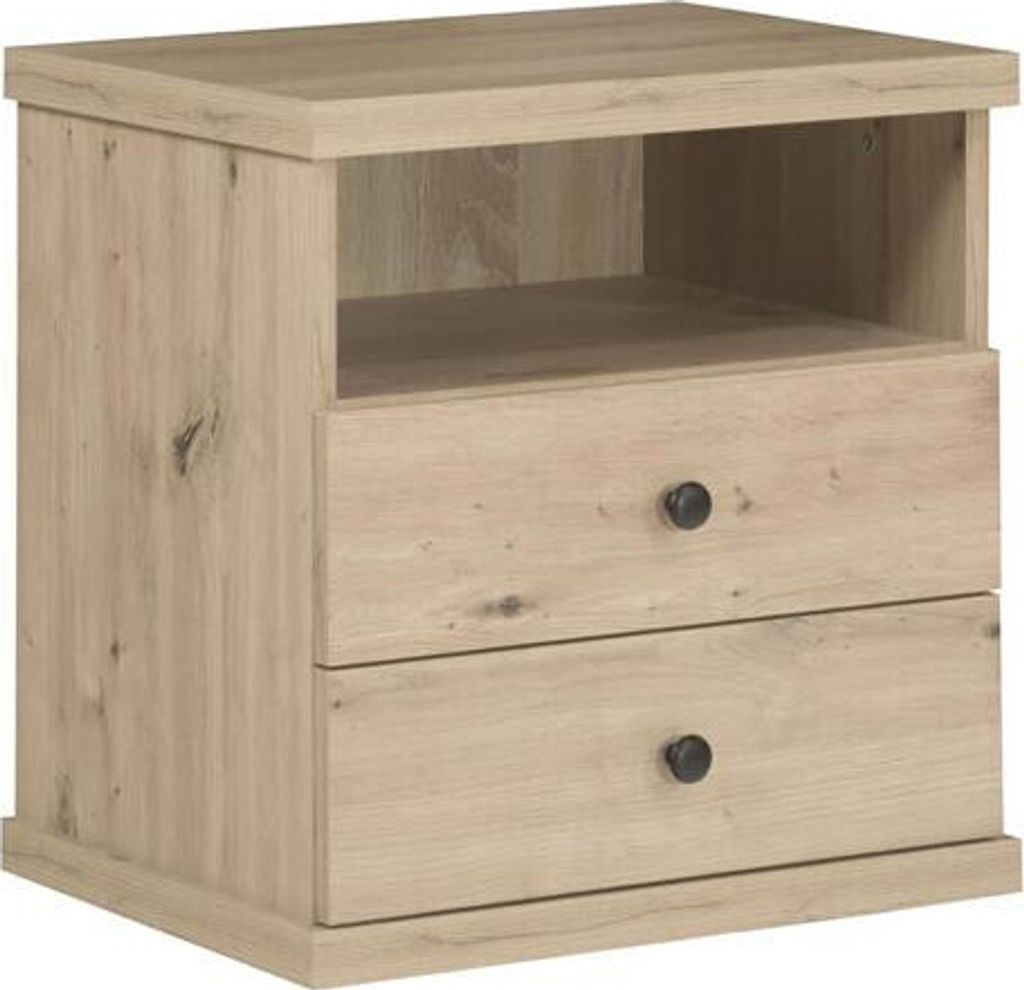 Bettso Nachttisch CALI, Eiche Artisan, Mit 2 Schubladen, Modernes Design für Schlafzimmer und Wohnzimmer