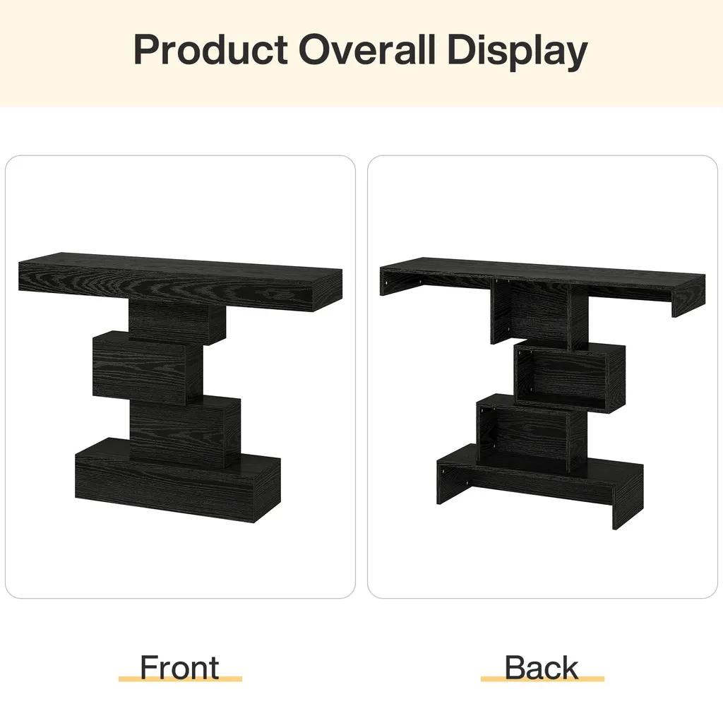 Table d'entrée design avec socle géométrique stable et plateau 108 cm - 7