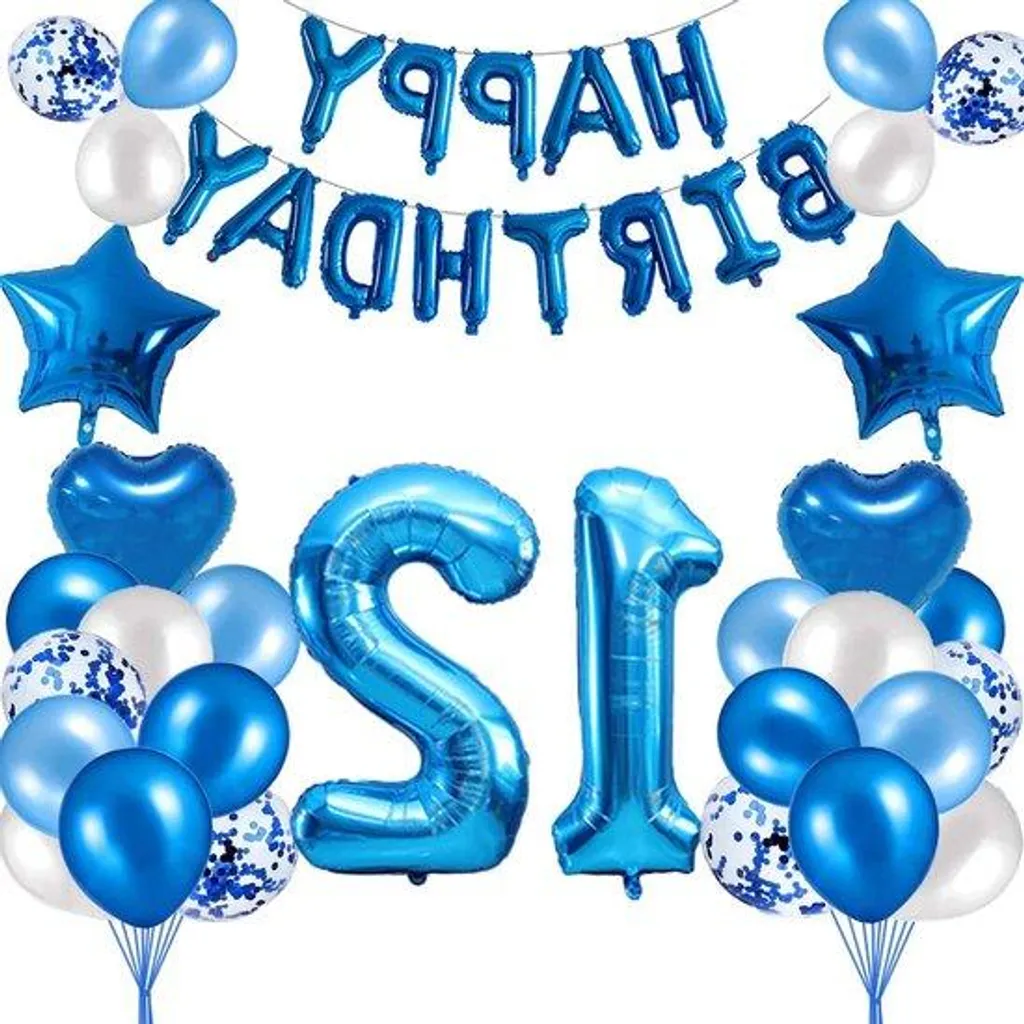 Kit Ballons 12 Ans Bleu Garçon - Décoration Festive Haute Qualité Salon