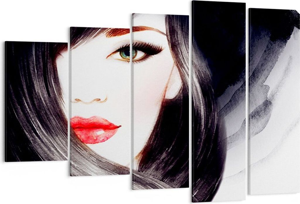 Bild auf Leinwand - Leinwandbild - Frau Gesicht - 150x100cm - Wand Bild - Wanddeko - Wandbilder - Leinwanddruck - Bilder - Kunstdruck - Wanddekorat...