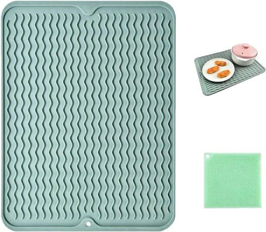Tapis antidérapant pour plan de travail avec brosse silicone intégrée