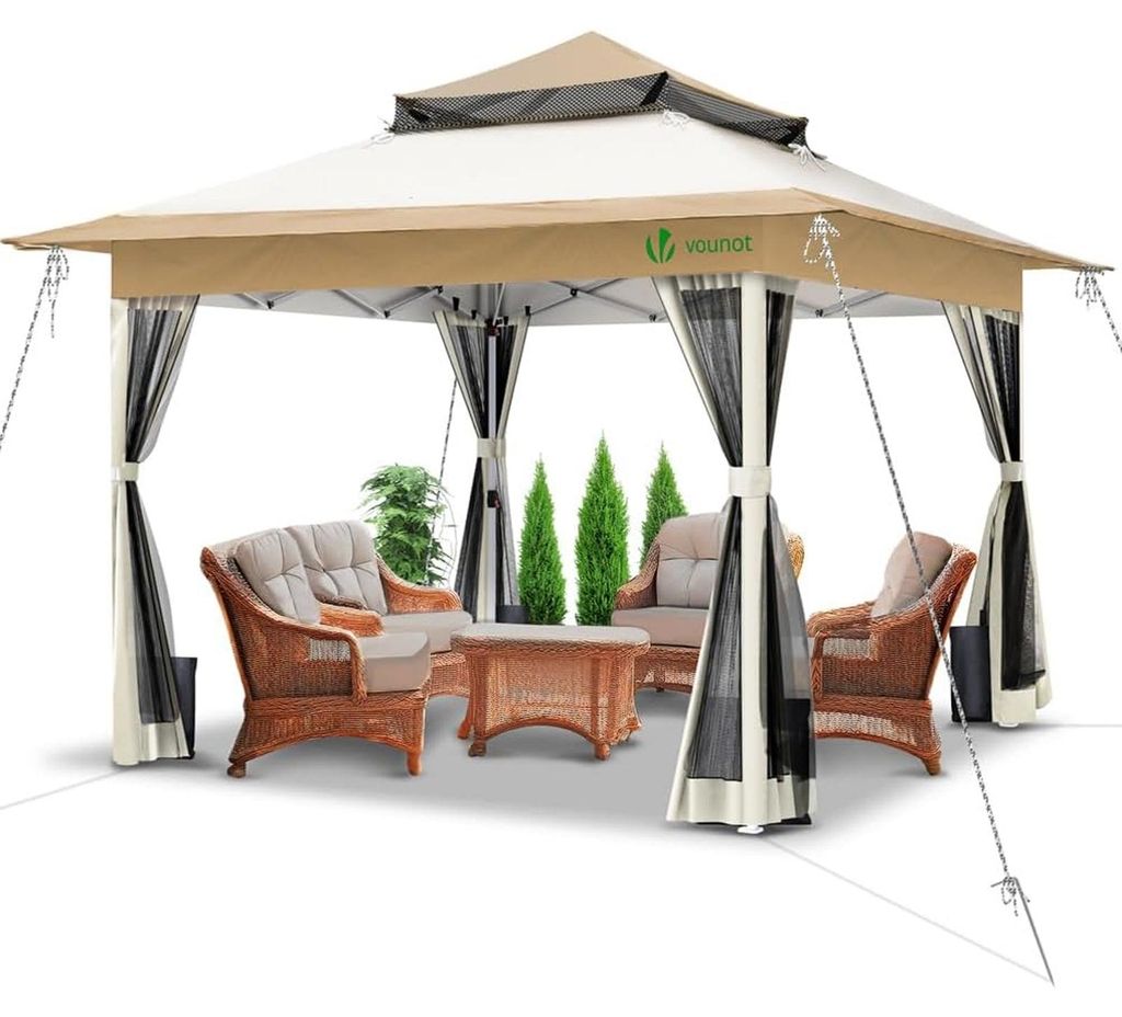 VOUNOT® Pavillon 3,6x3,6m, Pop Up Partyzelt mit Mesh Sides Produktbild 