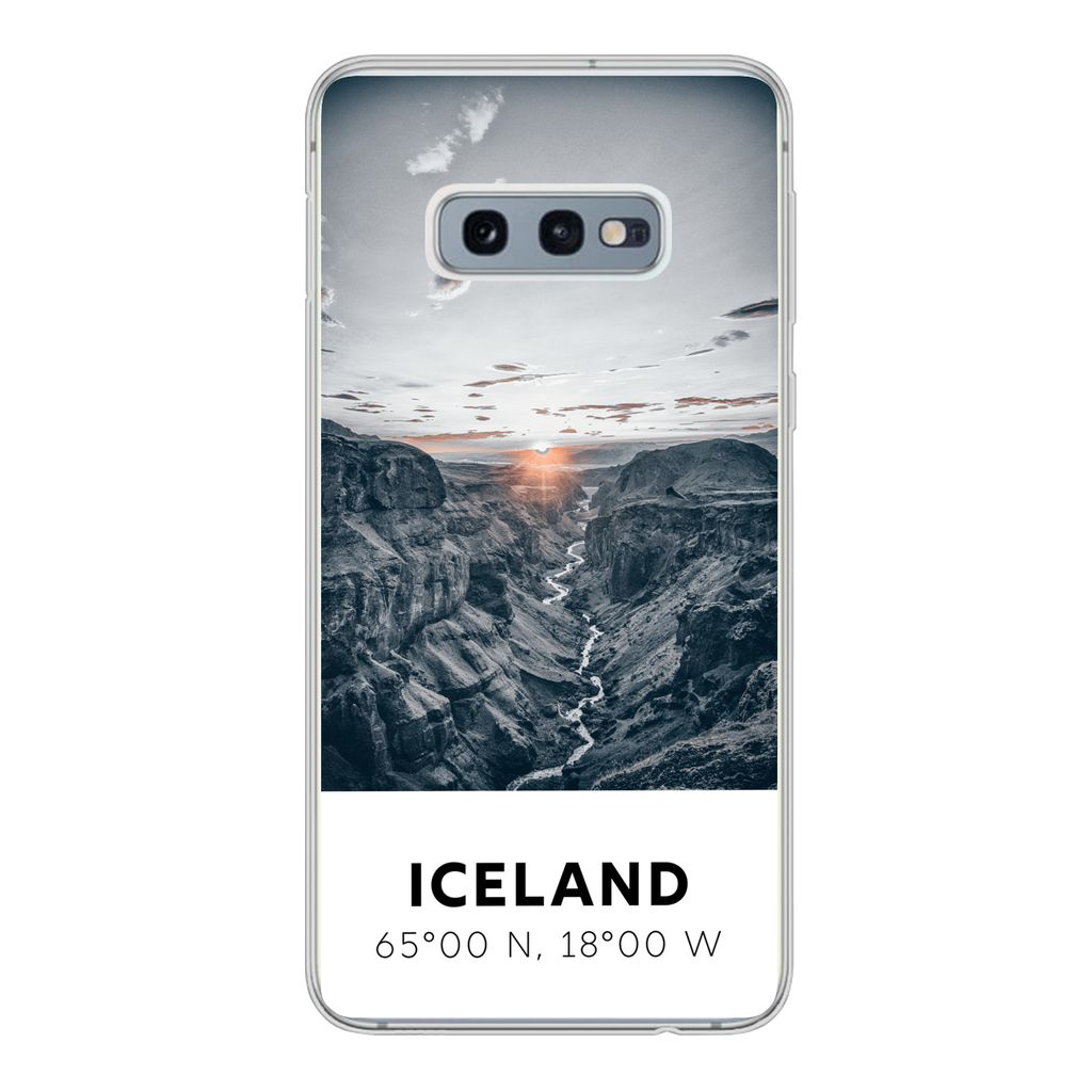 MuchoWow Handyhülle Schutzhülle Hülle für Samsung Galaxy S10e Island - Sonne - Berge Silikon Softcase Handy Hülle - Handy