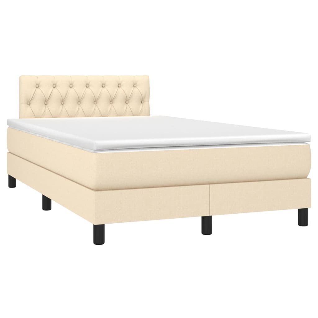 Möbel Boxspringbett mit Matratze & LED Creme 120x190 cm Stoff - Klassische Betten 3270065