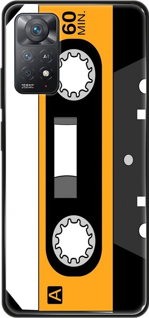 König Design Hülle kompatibel mit Xiaomi Redmi Note 11E Pro Kunststoff Soft Handyhülle - Handy Case Retro Kassette