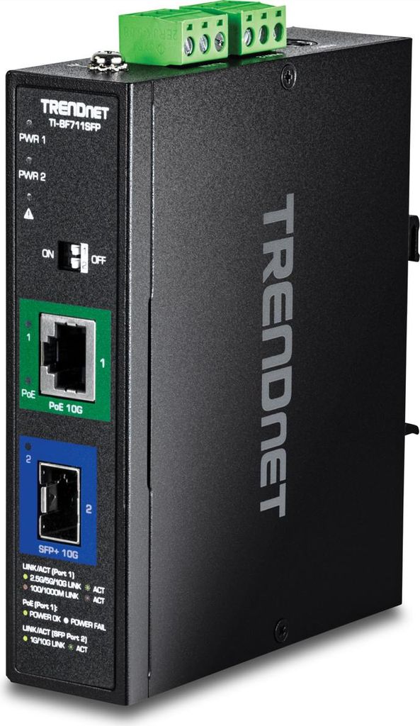 TRENDnet TI-BF711SFP Industrial Medienkonverter 10G SFP+ auf 10G PoE++
