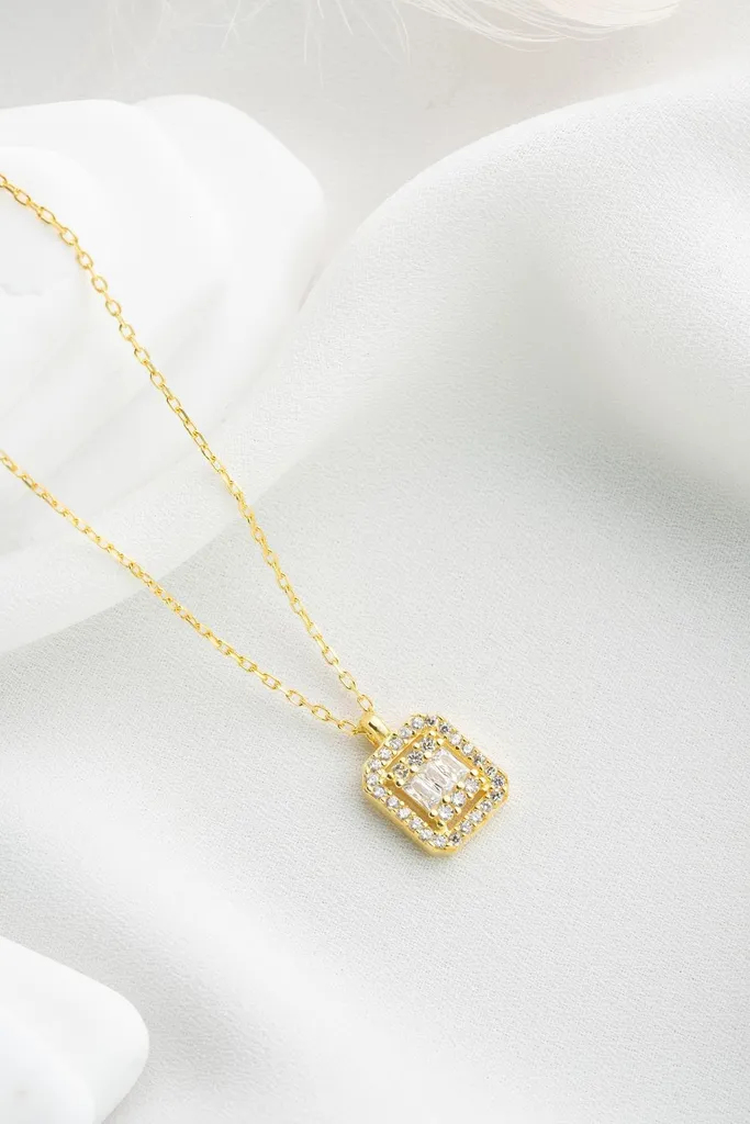 Collier femme argent 925 et oxyde de zirconium, bijoux élégant taille 45cm