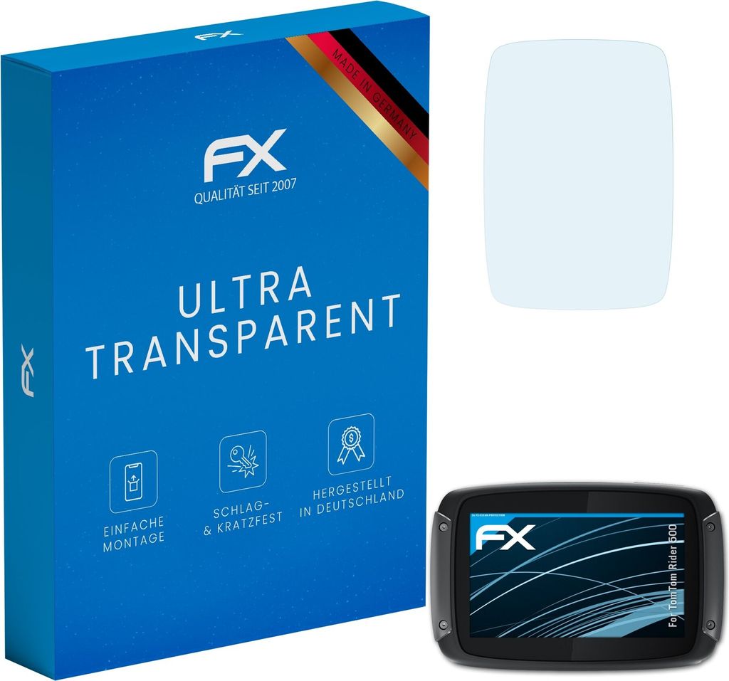 atFoliX FX-Clear 3x Schutzfolie kompatibel mit TomTom Rider 500 Displayschutzfolie