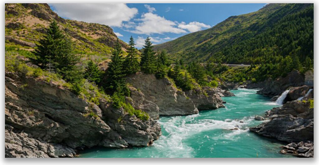 Glasbilder 140x70 Wandbild Druck auf Glas Berge Fluss Landschaft