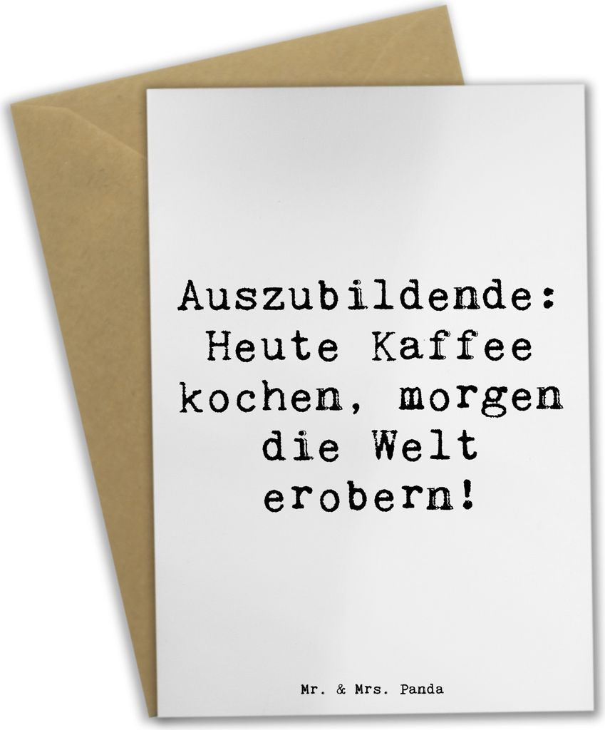 Mr. & Mrs. Panda Beileidskarte Spruch Auszubildender Abenteuer - Weiß - Geschenk, Kaffee kochen, Berufspassion, Grußkarte, handgefertigt, Berufe,...