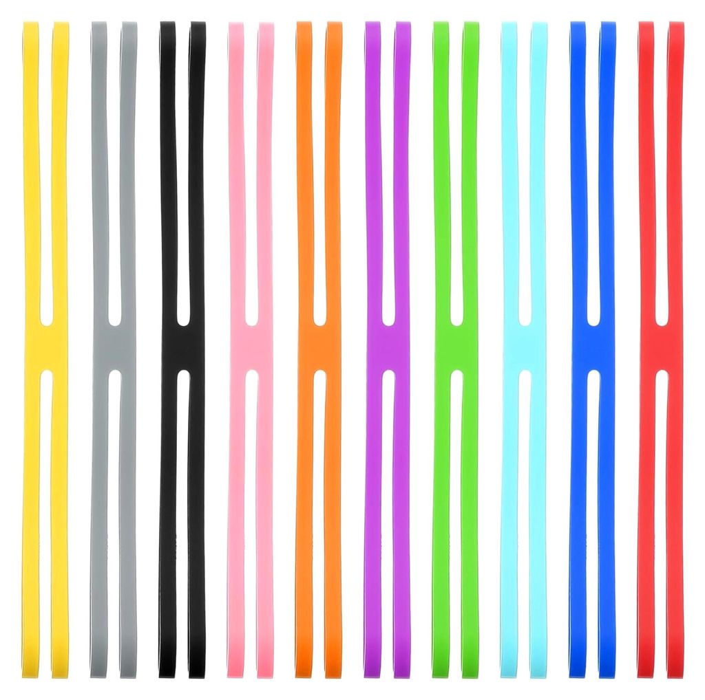 7 Zoll H-Band Silikon-Gummibänder, 10 Stück Elastische Silikonbänder zum Einwickeln von Büchern, Kameras, Kunst, Kochen, Übungstaschen, Bunt