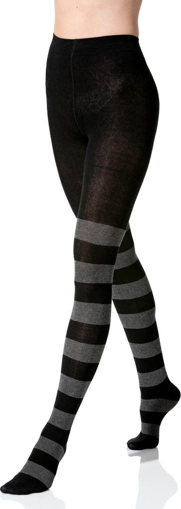 Yenita Strickstrumpfhose Baumwoll-Strumpfhose L anthrazit-schwarz