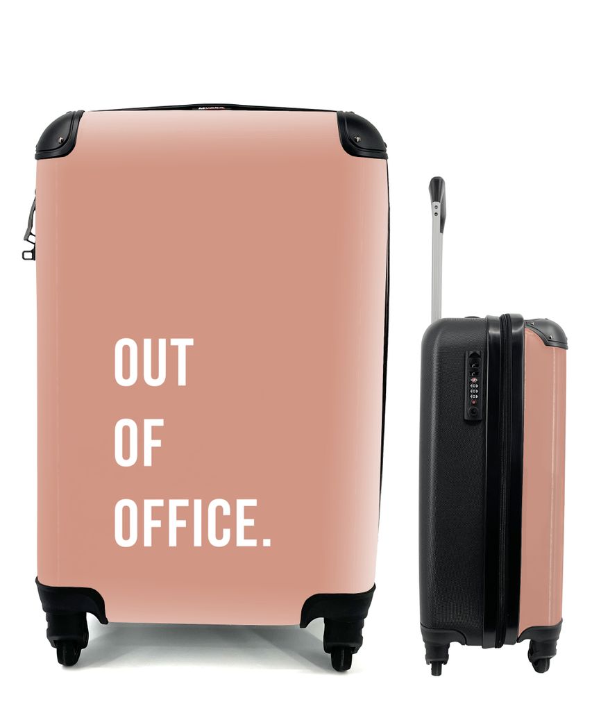 MuchoWow Koffer Handgepäck Trolley Rollkoffer Kleine Reisekoffer mit 4 Rollen - Zitate - Rosa - Außer Dienst - Cabin Size < 55x40x23 cm & 55x40...