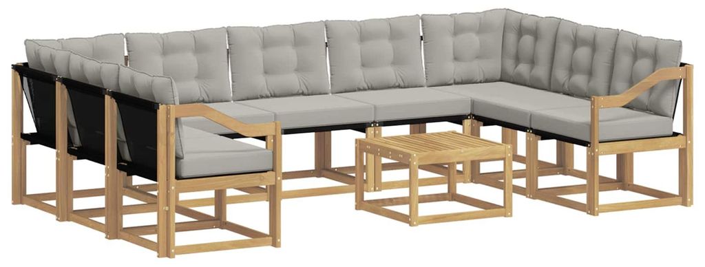 vidaXL Outdoor-Sofagarnitur mit Kissen 10 pcs Weiß und Hellgrau