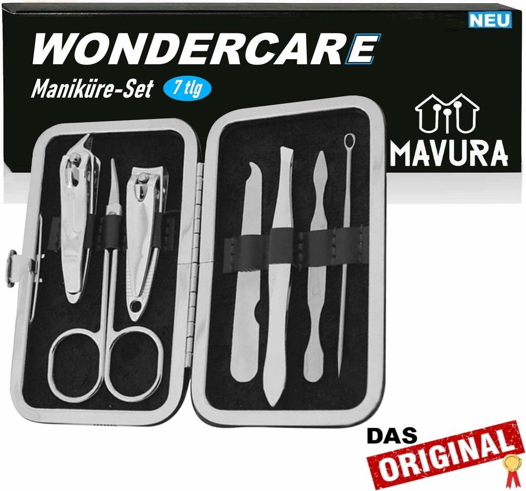 WONDERCARE Maniküre Set Pediküre Nagelset Nagelpflege Nagelschere Nagelfeile 7er