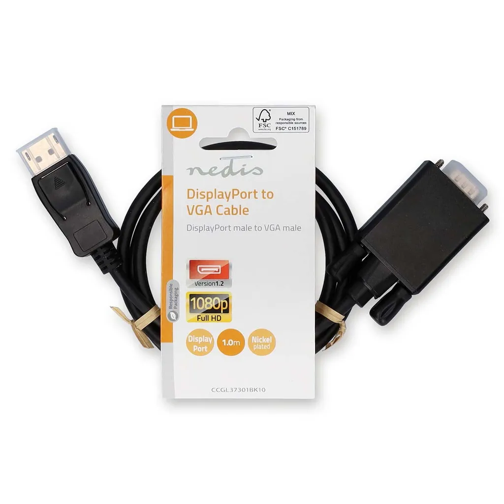 Câble DisplayPort vers VGA Mâle 1m - Résolution 1080p Full HD Noir - 3