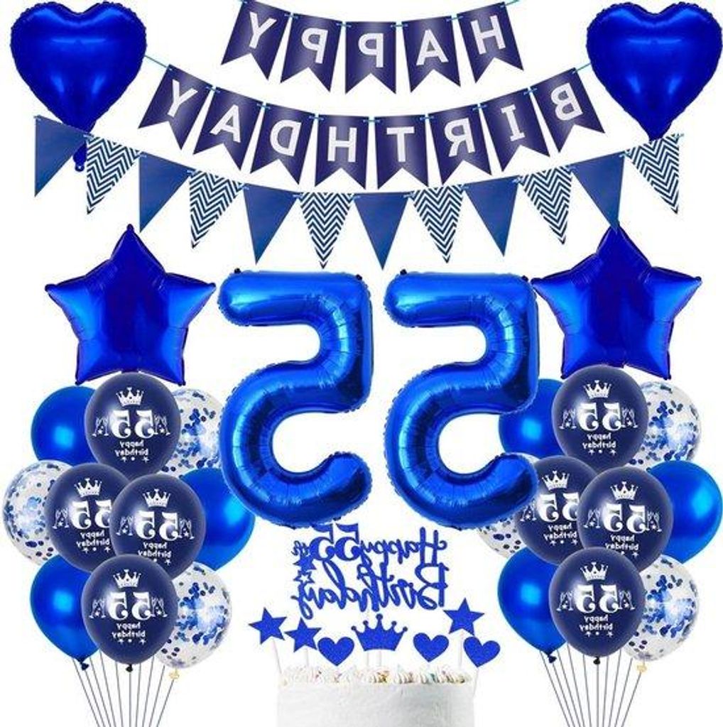 Marineblaue Geburtstagsdekoration 55 Jahre Jubiläum Luftballons