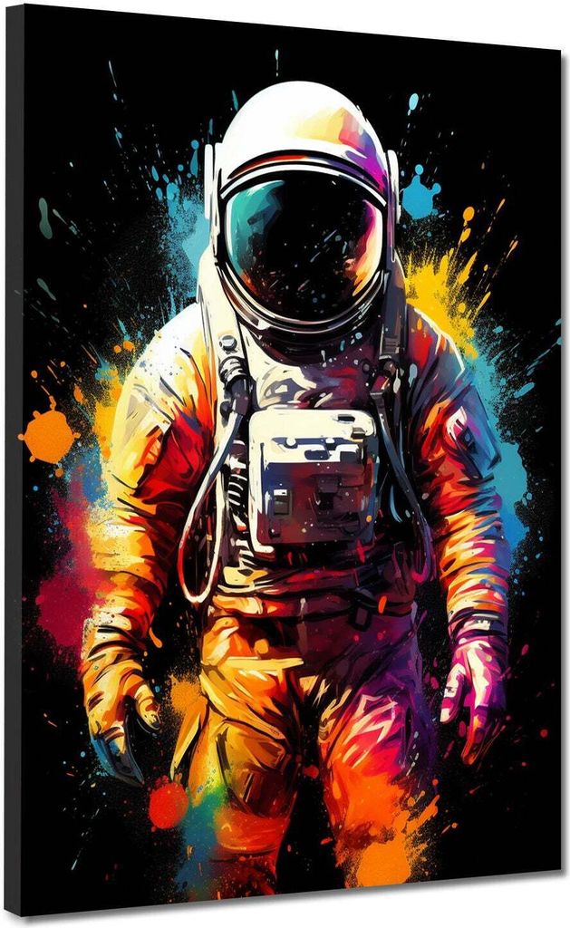 Astronaut Pop Art Kunstdruck Leinwandbild Wandbild XL Wanddeko: 60x80x4cm
