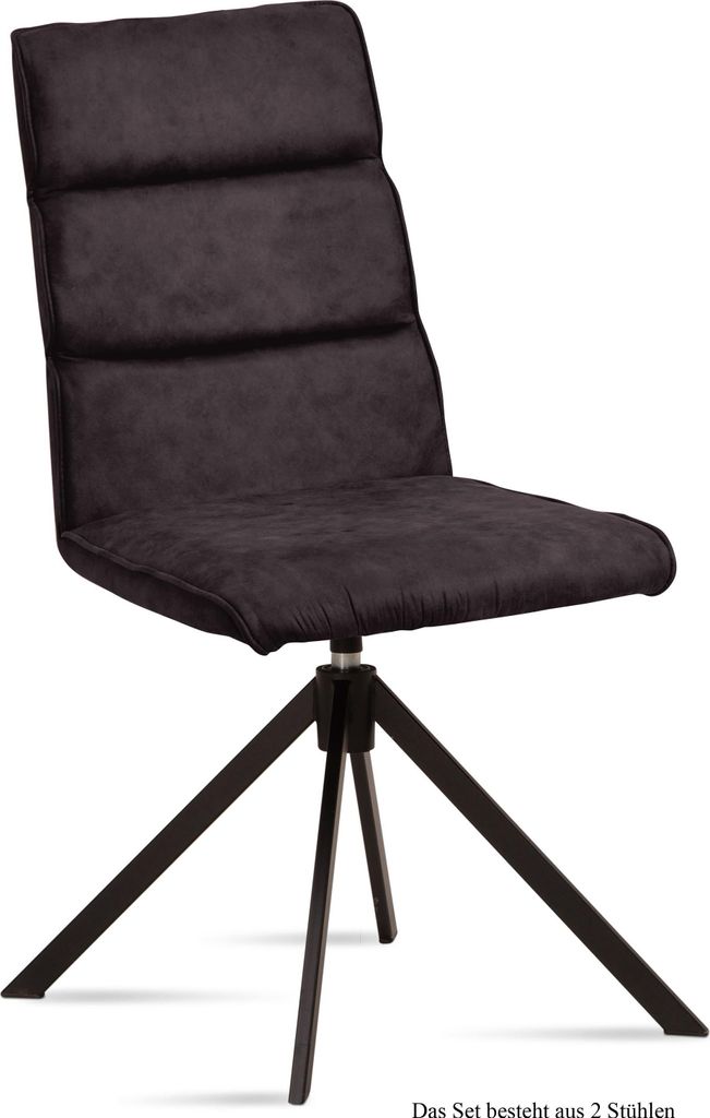Esszimmerstuhl drehbar (2er-Set) Deedea 47x92x60 Schwarz/Espresso