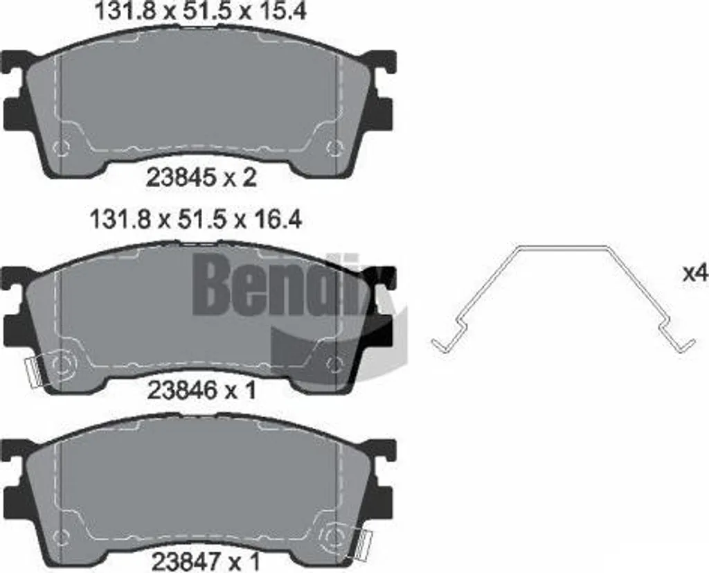Plaquettes de frein silencieuses BENDIX BPD2055 pour Mazda OE 3401278