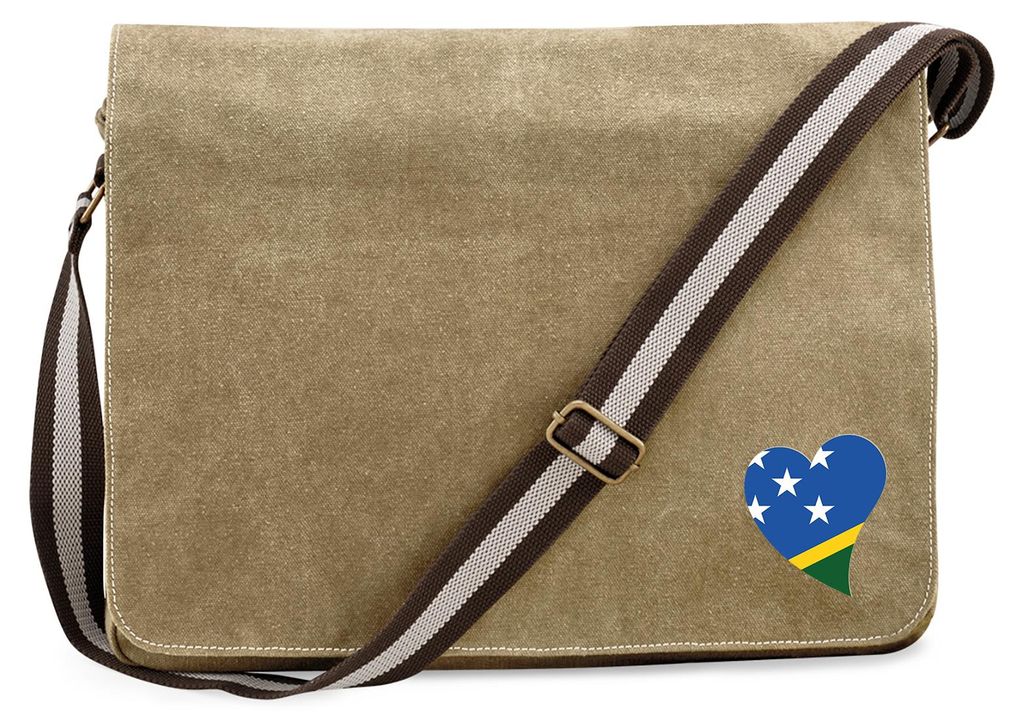 Huuraa Umhängetasche Salomonen Flagge Herz 14 Liter Sahara Canvas Laptoptasche Geschenkidee