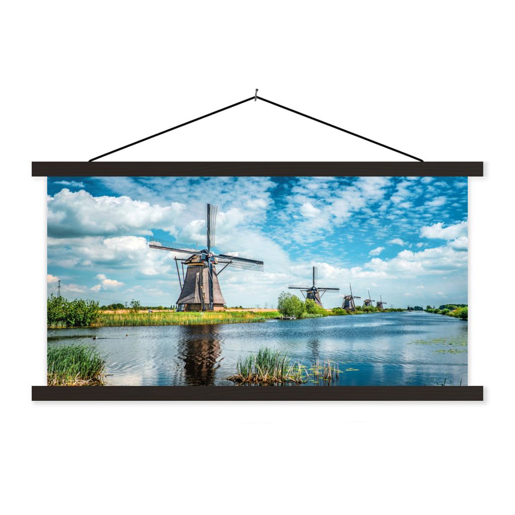 MuchoWow Textilposter Mühle - Luft - Niederlande 60x30 cm mit schwarzem Rahmen - Textilien