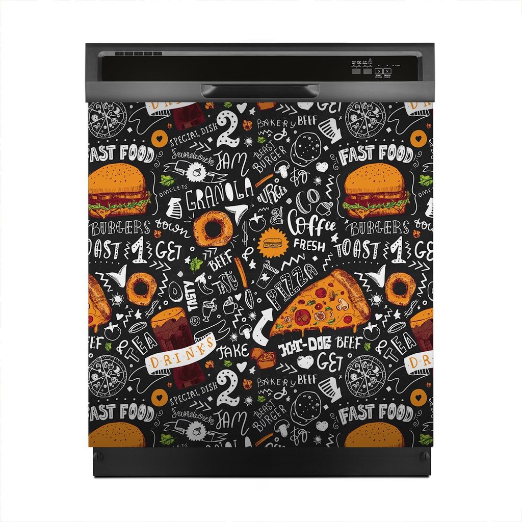 Aufkleber sticker 60x60 cm Dekorative folie Spülmaschine - Fast food Muster