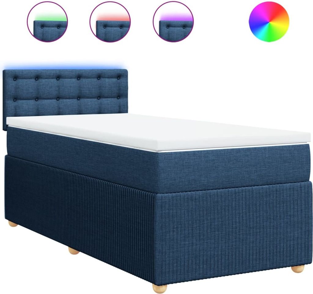 vidaXL Boxspringbett mit Matratze Blau 80x200 cm Stoff