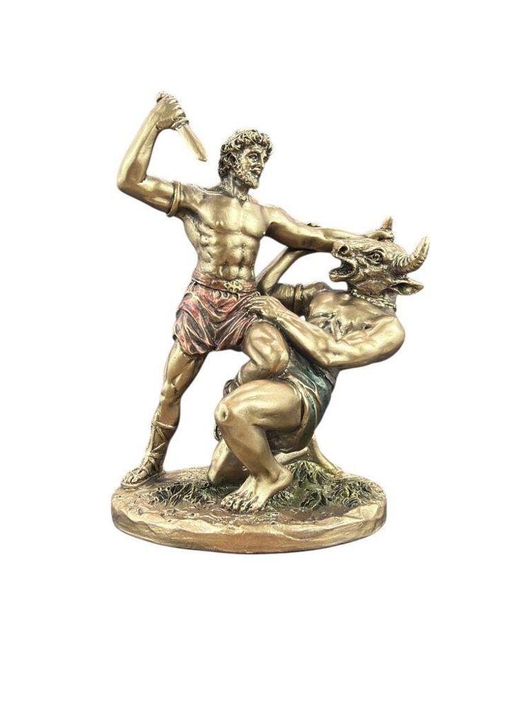 Theseus besiegt Minotaurus Figur Veronese Bronzeoptik Produktbild 