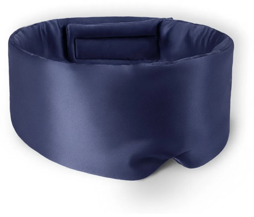 Masque de sommeil en soie bleu nuit extra-large ajustable pour dormir