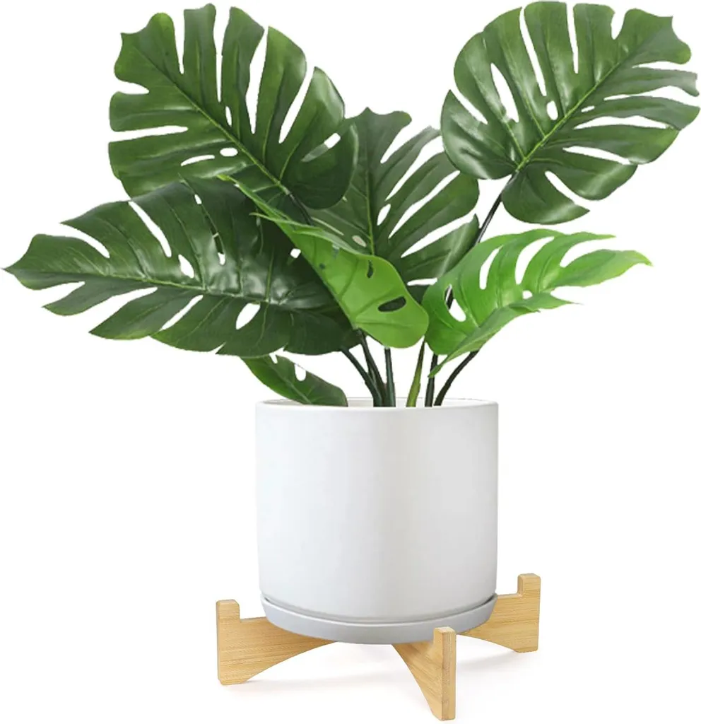 Support de plantes en bambou pour pots de 24 cm - Étagère bois moderne