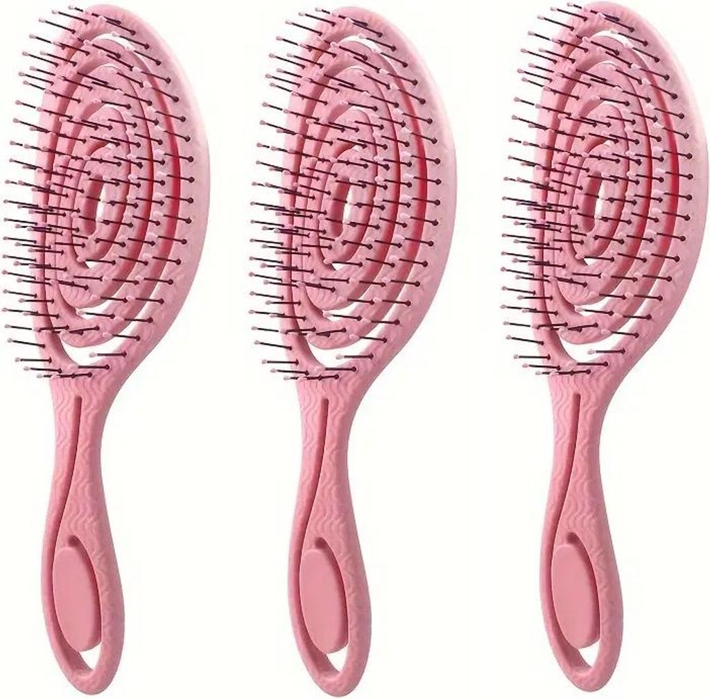 3x Haarbürste, Sanftes Haare entwirren für alle Haartypen, Rosa