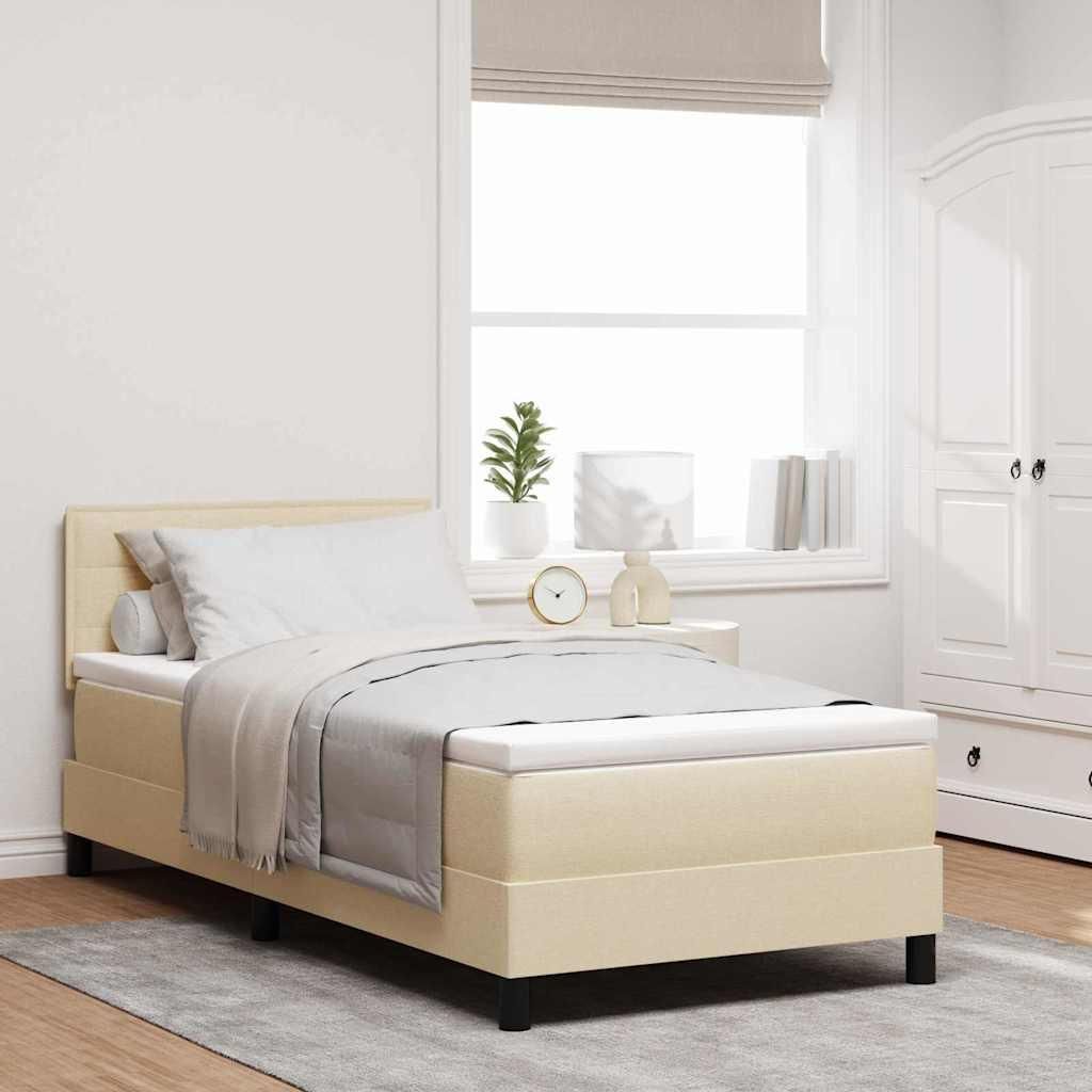 Maison Exclusive - Boxspringbett mit Matratze mit LED Creme 100 x 200 cm Stoff