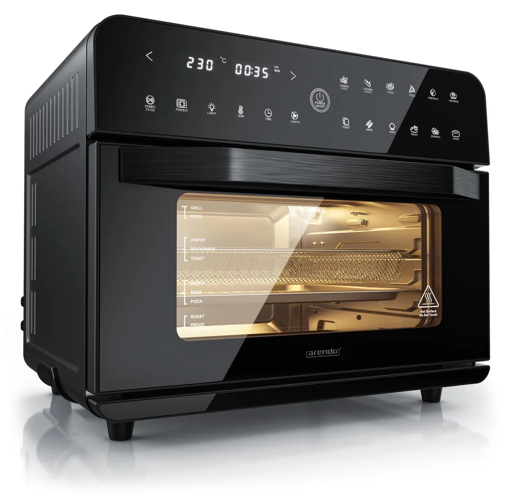 Mini-four 25L pour cuisine saine, Friteuse Air chaud 1800W avec Grille