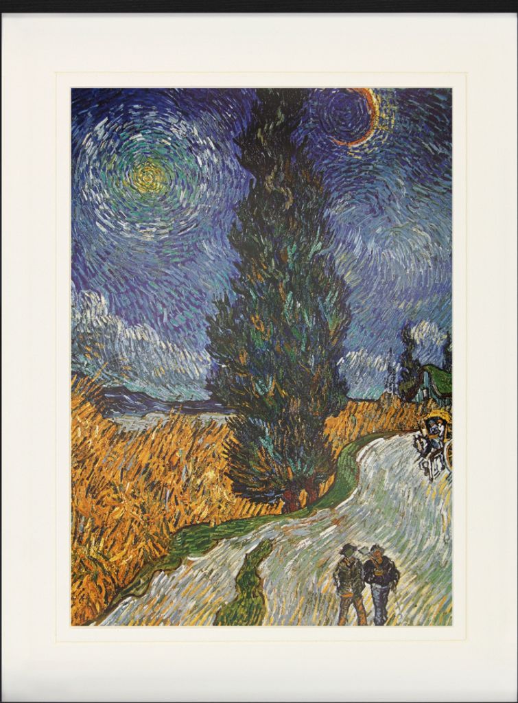 Vincent Van Gogh Gerahmtes Bild Mit Edlem Passepartout | Wand-Bilder | Im Bilderrahmen - Straße Mit Zypresse Und Stern, 1890 (80 x 60 cm)