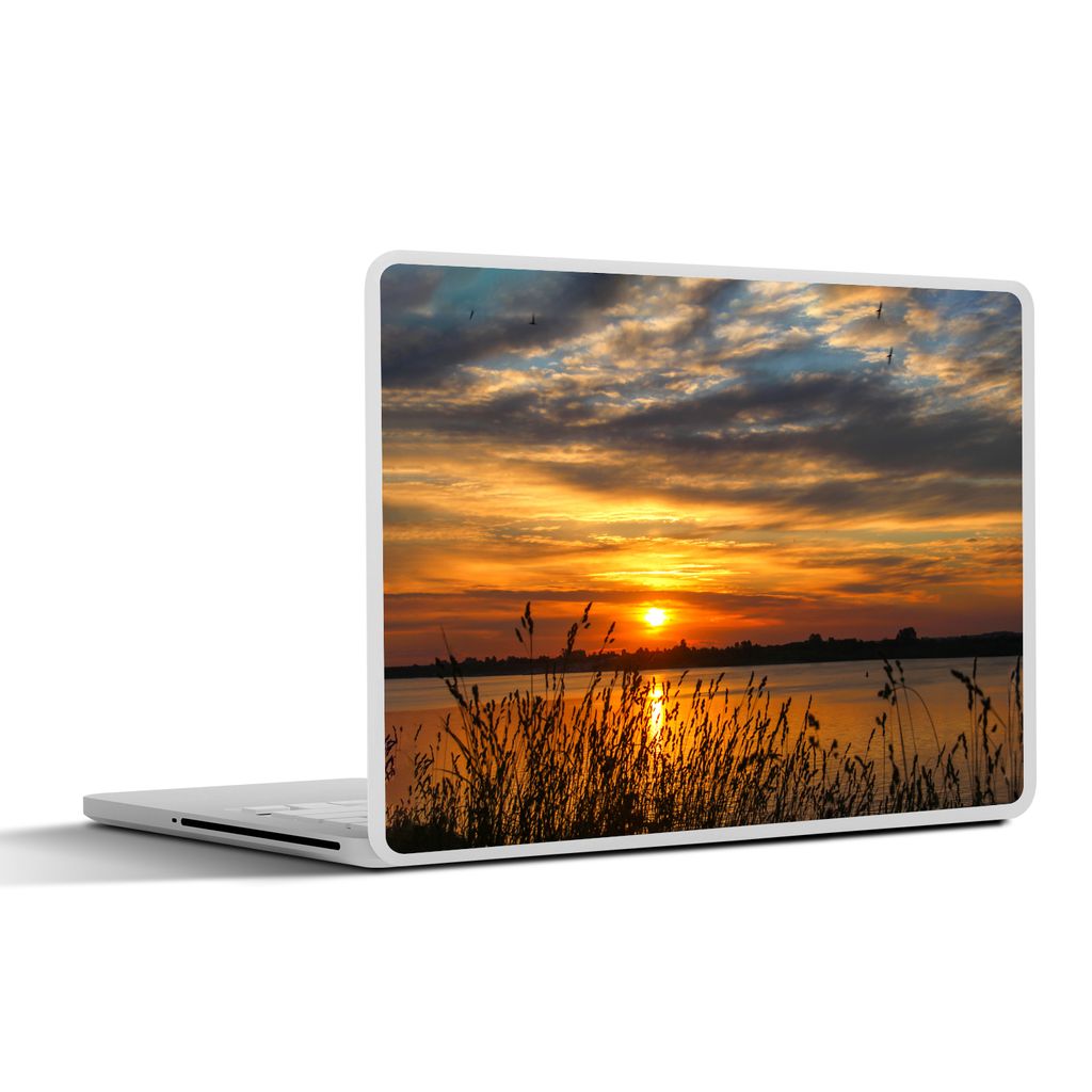 MuchoWow Laptop Aufkleber Sticker Cover Sonnenuntergang - Meer - Horizont - Himmel - Pflanzen 40x30 cm - Laptop Dekoration - Selbstklebend