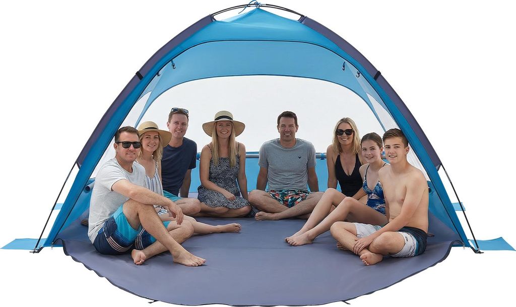 VEVOR Strandmuschel Sonnenschutz für 8 Personen, UPF 50+ Schutz, Tragbares Strandzelt mit Tragetasche & Bodenverankerungen, Leichter Strandsonnens...