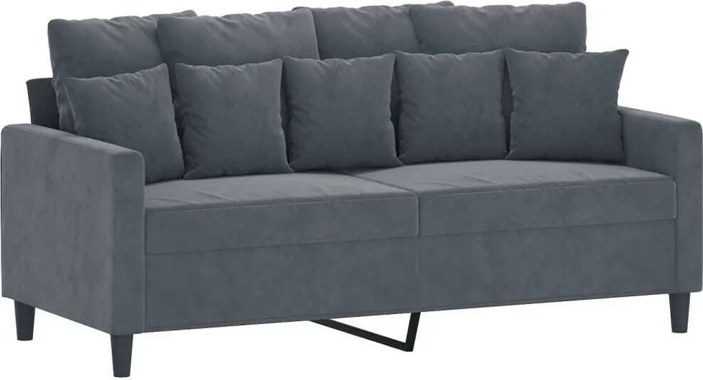 Canapé droit 2 places gris foncé 140 cm velours doux - Gamme Élégance