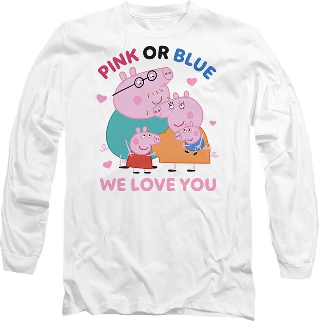 Peppa Pig - "Pink Or Blue We Love You" T-Shirt für Herren/Damen Uni, Langärmlig TV21316 (XXL) (Weiß)