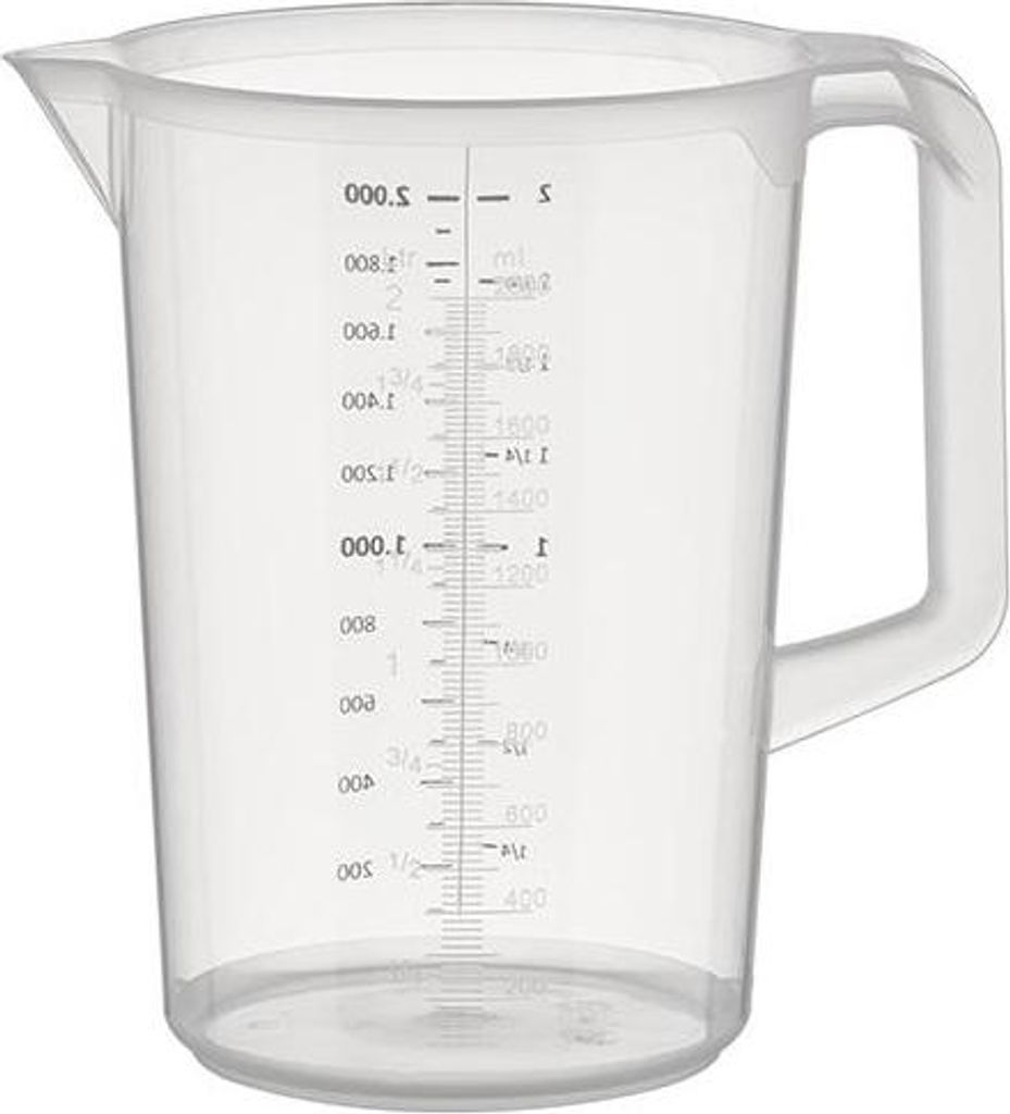 APS 30048 Messbecher PRO, Polypropylen, geprägte Maßskalierung, 2 Liter, Ø 15 cm, Höhe 20,5 cm